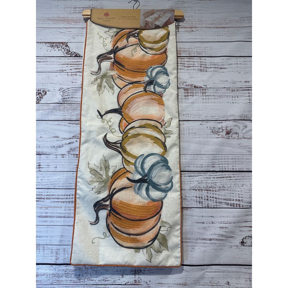 New Well Dressed Home Table Runner‎ 14" x 72" Fall Pumpkin Thanksgiving